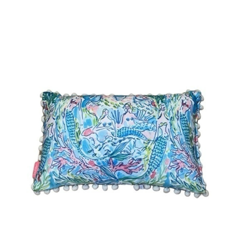 Lilly Pulitzer Mermaid Preppy Outdoor Pom Pom Pillow 12 x 20‎